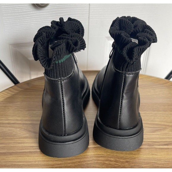 Booties Black Chelsea Big Girls Ankle Boots Size 6 Side Zip New - Picture 3 of 16